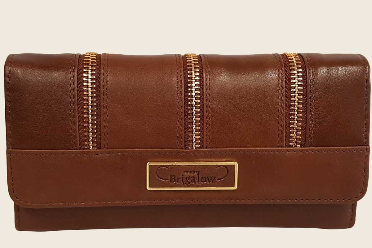 Brigalow Leather 'Zipper' Patterned Purse