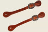 Bethel Saddlery Spur Straps (single ply) 5/8" oval floral black accent buckles